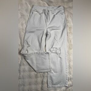 Old Navy White Distressed Wide Leg Jeans
